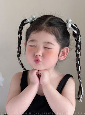 女童银色球球丝带不伤发飘带发圈