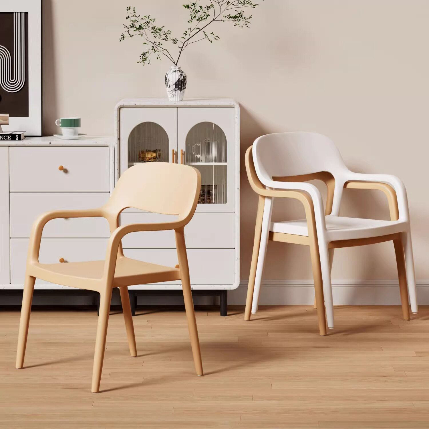 塑料椅子可叠放家用加厚餐椅北欧餐厅扶手靠背椅现代简约餐桌凳子,住宅家具,餐椅,淘宝优惠券,粉丝福利购,淘宝优惠卷