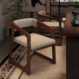 实木餐椅现代靠背椅胡桃色书房书桌凳子2026新款家用餐厅茶桌椅子