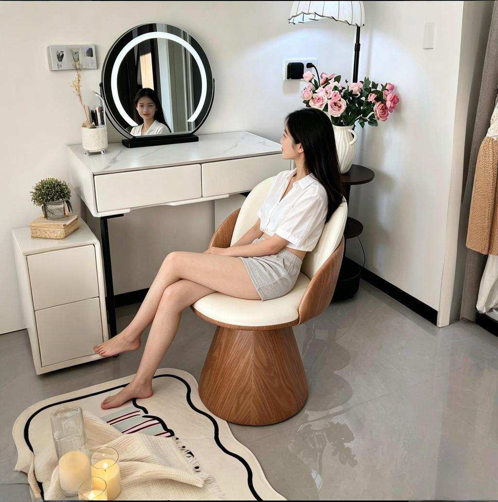 化妆凳简约小凳子女生卧室软包凳衣帽间旋转梳妆凳设计师椅化妆椅