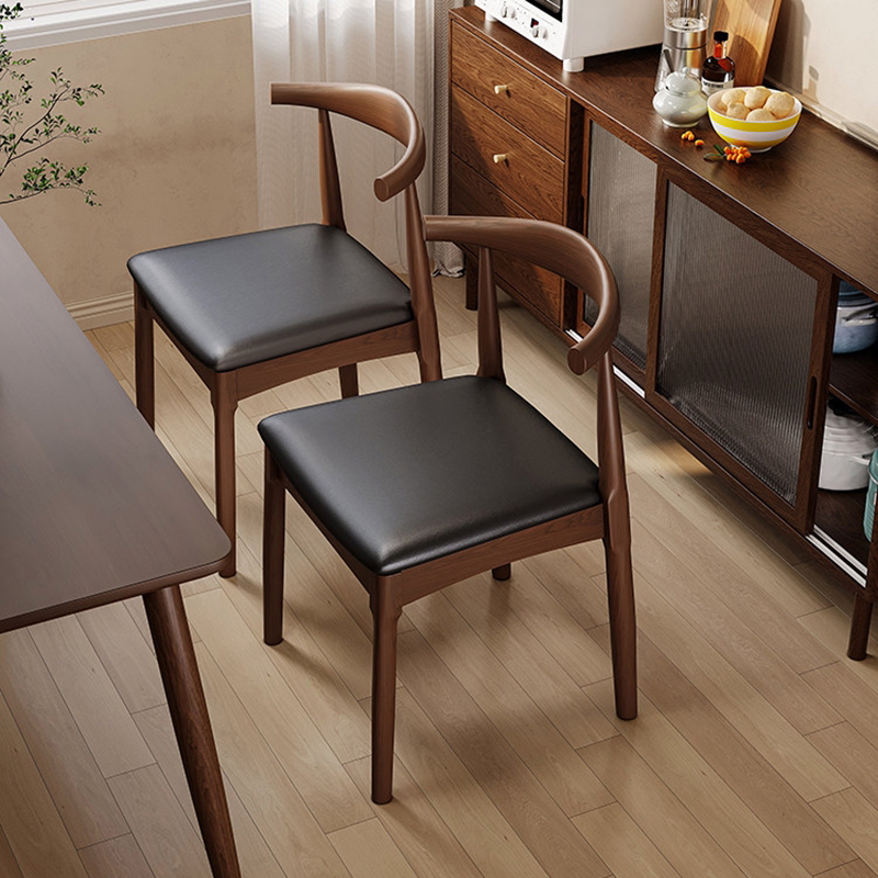 纯实木餐椅家用餐桌椅2026新款办公椅凳子靠背木头椅子牛角椅茶椅