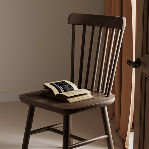 万虎实木餐椅家用中古风椅子