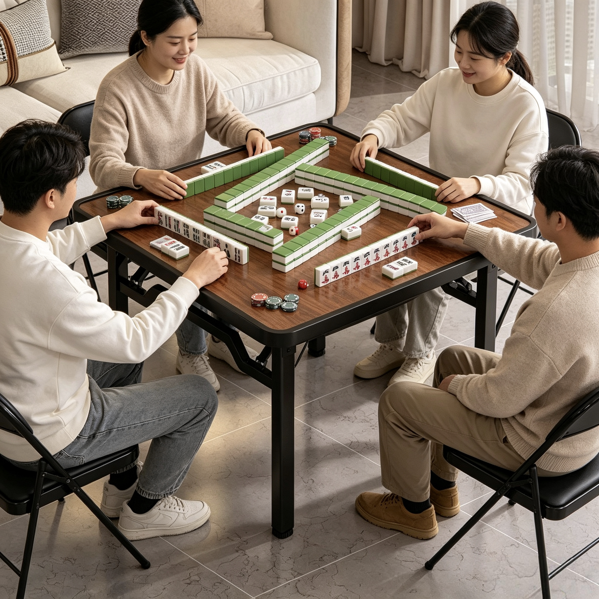 可折叠桌子棋牌室正方形麻将桌子图片
