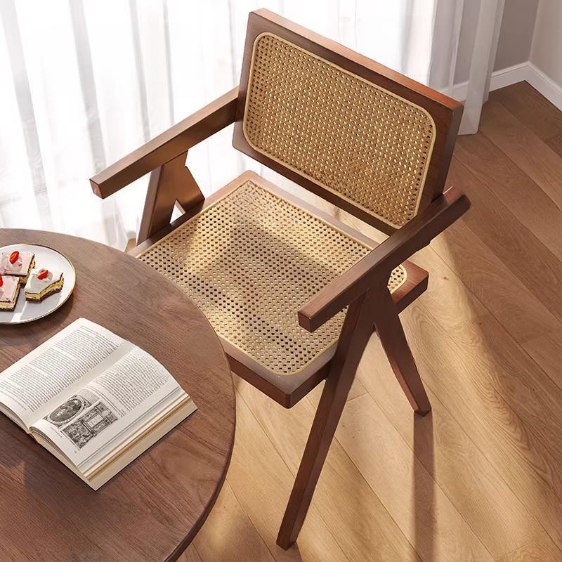 实木餐椅休闲靠背中古侘寂餐桌椅