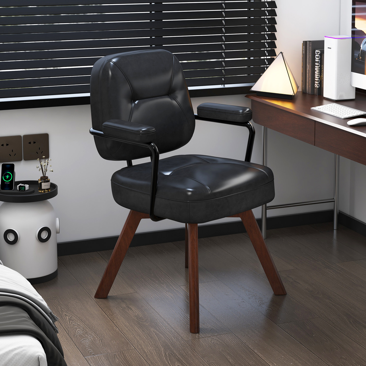 实木旋转书桌椅子舒适久坐沙发椅靠背书房办公座椅卧室家用电脑椅