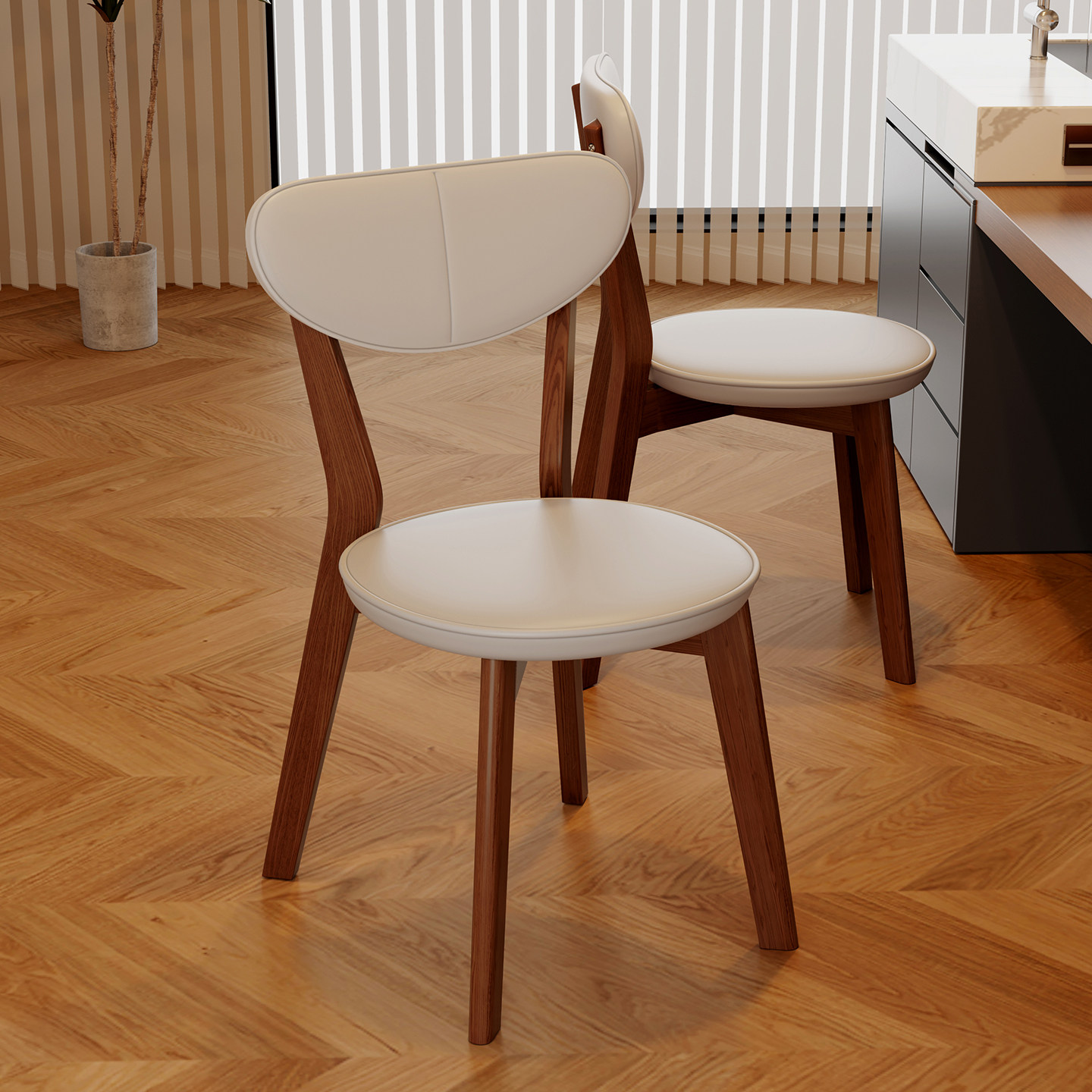 餐椅家用实木靠背椅子休闲茶桌主人椅胡桃木餐桌椅复古软包书桌椅