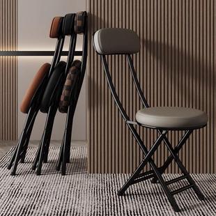 餐椅家用凳子靠背餐桌椅可叠放折叠椅子便携式圆凳不占地方的板凳