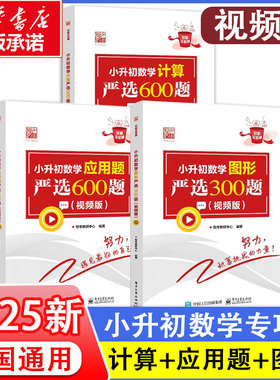 新版 小升初数学计算严选600题+数学应用题严选600题+数学图形严选300题小学六年级数学专项训练衔接教材数学考试解题方法技巧大全
