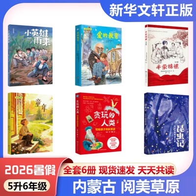 内蒙古阅美草原2026暑假五升六年级必课外阅读书小英雄雨来童年爱的教育贪玩的人类写给孩子的科学史昆虫记叶片下奇妙王国半条棉被