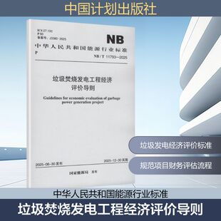 NB/T 11793-2025 垃圾焚烧发电工程经济评价导则 国家能源局 发布 建筑/水利（新）专业科技 新华书店正版图书籍 中国计划出版社