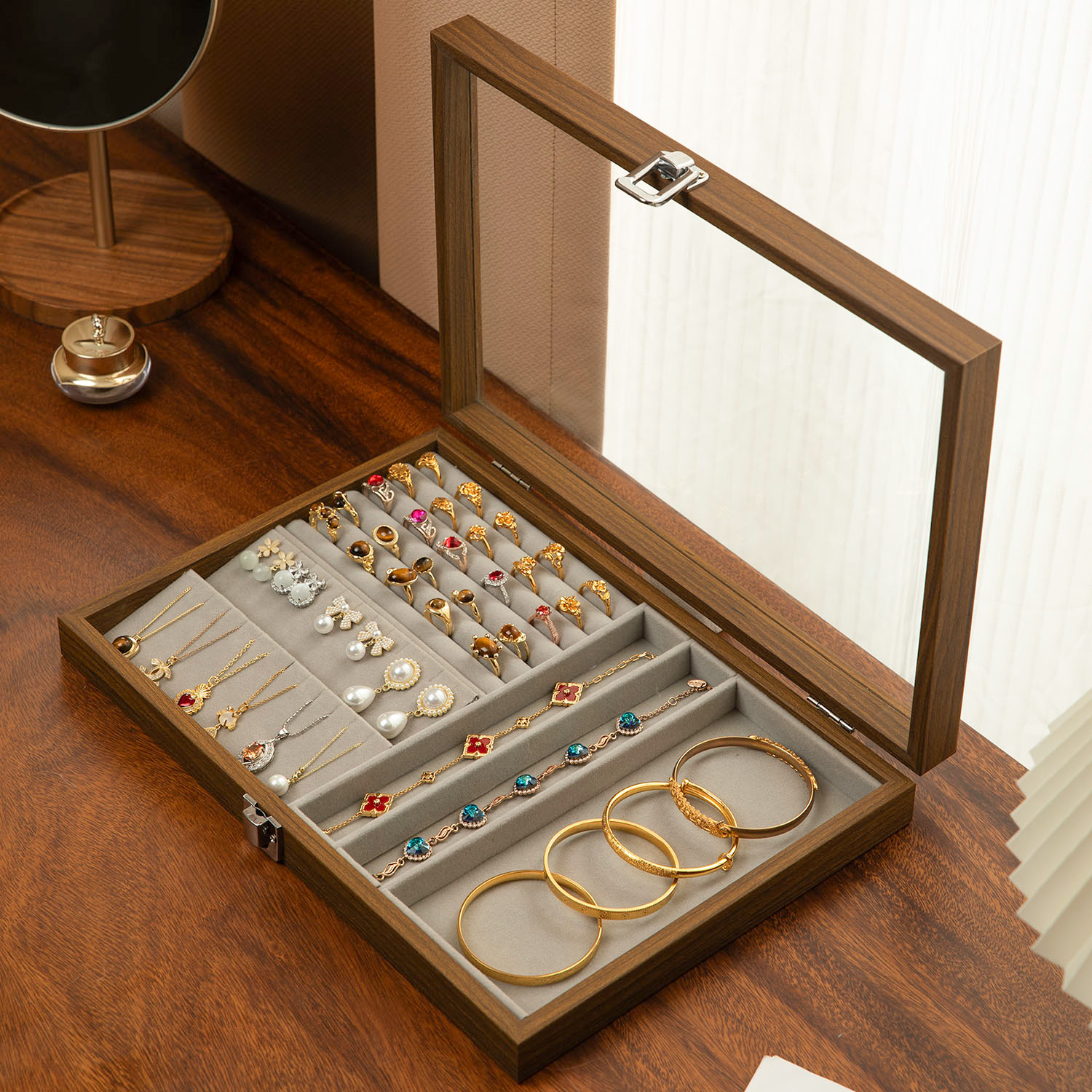 首饰收纳盒耳环戒指项链珠宝饰品耳钉高档精致轻奢手饰防氧化展示
