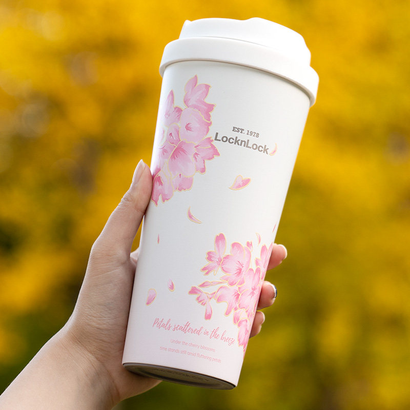 乐扣乐扣保温杯印花水杯陶瓷覆膜杯子男生款咖啡杯女生不锈钢便携