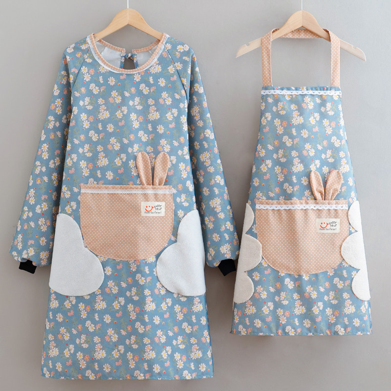 韩版长袖防水带袖围裙女家用厨房做饭罩衣防污擦手工作服大人围腰,家庭/个人清洁工具,围裙,淘宝优惠券,粉丝福利购,淘宝优惠卷