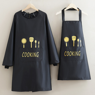 男女家用工作服定制LOGO印字罩衣 韩版 厨房长袖 围裙防水防油时尚