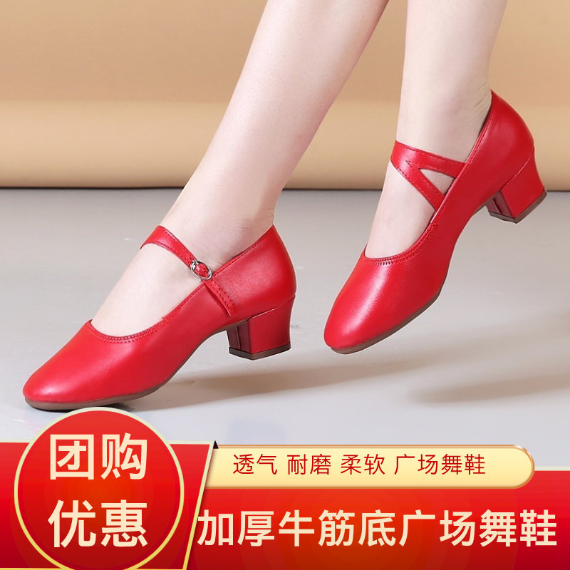 中老年人舞蹈鞋女成人中跟软底教师专业古典芭蕾跳舞鞋形体练功鞋