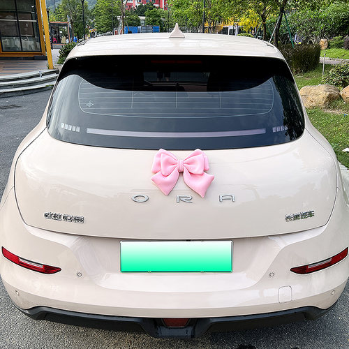 蝴蝶结车尾挂件车外后备箱尾部公仔摩托车玩偶汽车摆件车载装饰品