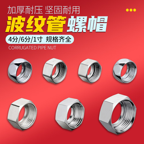 6分1寸热水器铜螺母配件波纹管