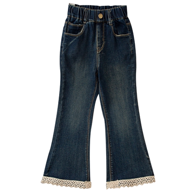 女童喇叭裤加绒秋冬2025新款儿童高腰牛仔裤女孩休闲微喇裤子冬季