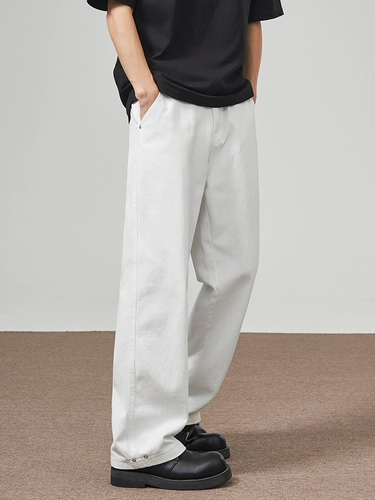 Белые джинсы, весенние повседневные брюки, штаны, в американском стиле, изысканный стиль, тренд сезона