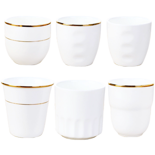 骨瓷酒店小茶杯摆台陶瓷杯金边直筒杯会所白色杯子餐厅饭店江中杯
