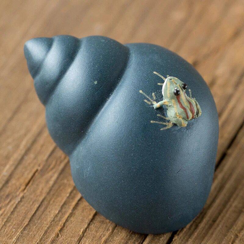 田螺手工喷水紫砂小茶宠迷你摆件手把件可养茶玩茶道饰品