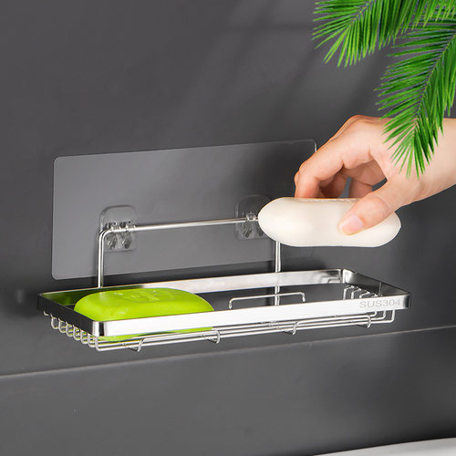 免打孔不锈钢浴室壁挂式香皂盒