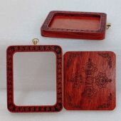 高端红檀木唐卡画盒实木雕刻嘎乌盒唐卡盒双面磁吸空盒木牌吊坠