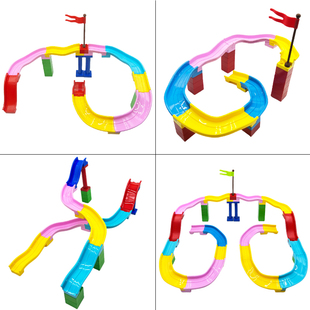 大颗粒积木赛车汽车轨道滑道散装配件儿童男孩女孩益智拼装玩具