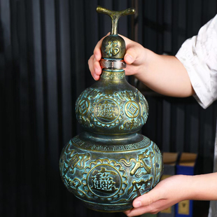 景德镇仿古陶瓷葫芦酒瓶5斤空瓶子浮雕古风家用酒罐高档酒缸容器