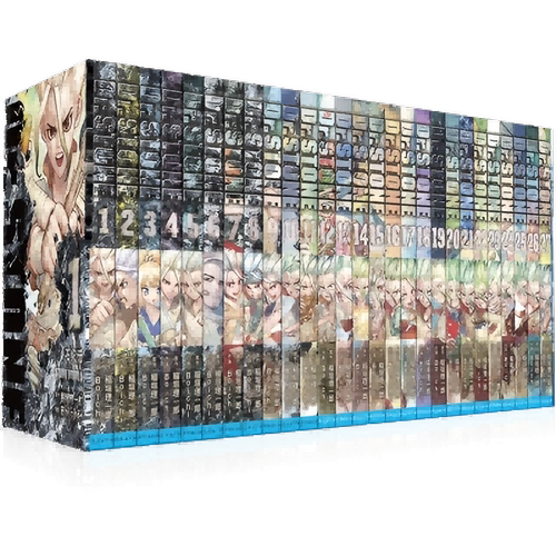 【石破书盒+原画复刻色纸+原画卡片+磁吸书签】石纪元1-27全套 稻垣理一郎 原著 Boichi 画带你穿越到一个被石化覆盖的世界 科幻