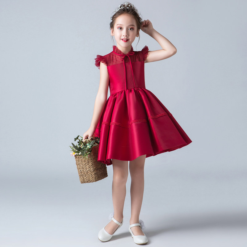 儿童公主裙夏季薄款女童礼服小仙女连衣裙洋气钢琴红色小女孩裙子