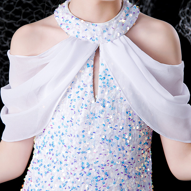 女童礼服花童公主裙夏儿童婚纱小女孩高端钢琴表演走秀秋季鱼尾裙