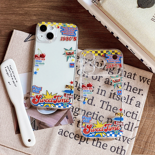 降雨几率原创适用iPhone17苹果16pro15max美式复古放小卡手机壳华为mate80p70安卓透明全包软壳