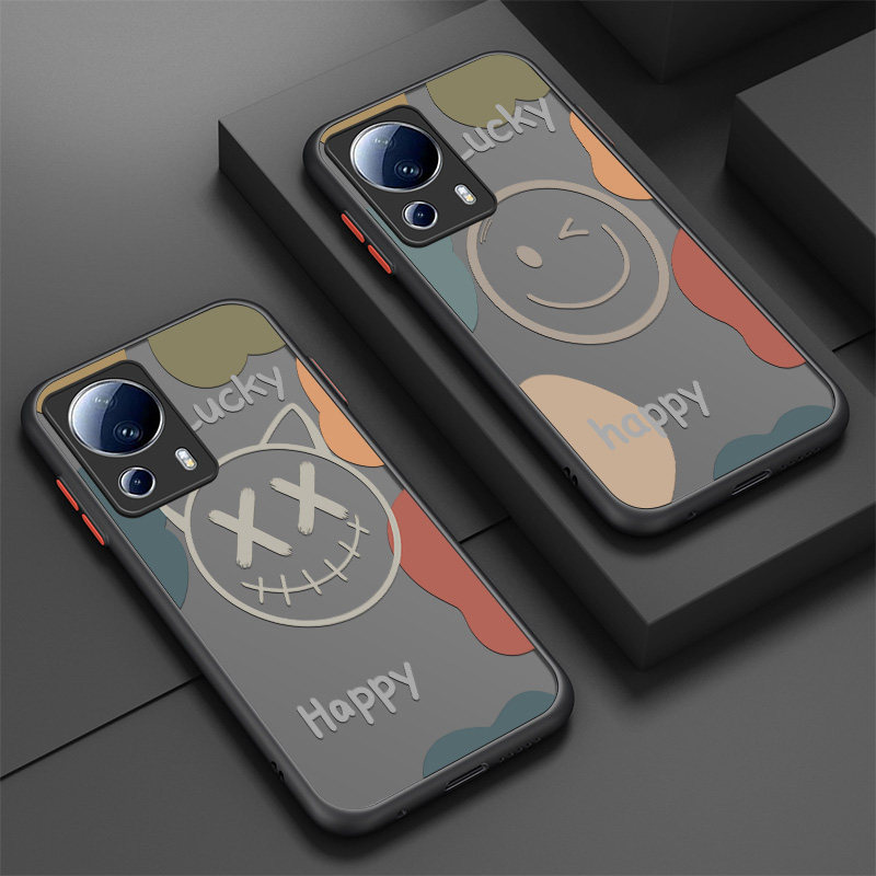 开心笑脸小米civi2手机壳civi2保护套肤感磨砂硅胶书法全包防摔卡通女男款网红创意新款撞色