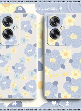 蓝色花适用于oppoa2手机壳女款红a2液态硅胶软壳OPPO镜头全包防摔保护套5G新款PJB110网红潮牌高级外壳