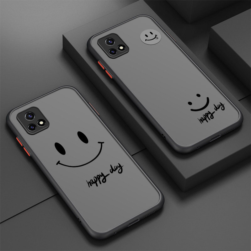 微笑适用于vivoy53s手机壳磨砂肤感vivo y52s保护套y31s/y30G卡通y50硅胶y9s全包y50防摔可爱女男潮情侣