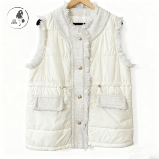 7628胖MM显瘦马甲大码 棉衣女 品牌小香风棉马甲通勤气质款