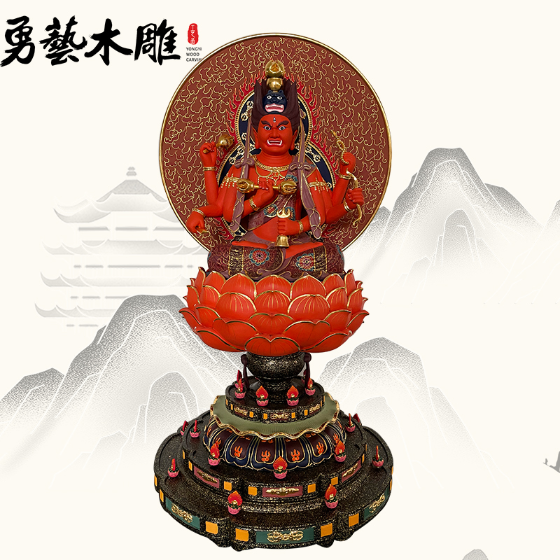爱染明王摆件圆雕香樟木