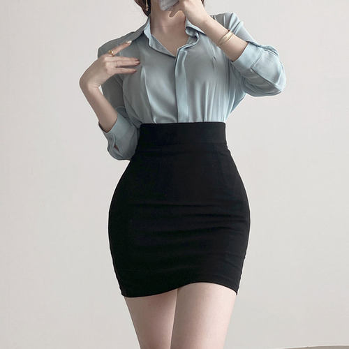 黑色性感紧身高腰职业包臀半身裙