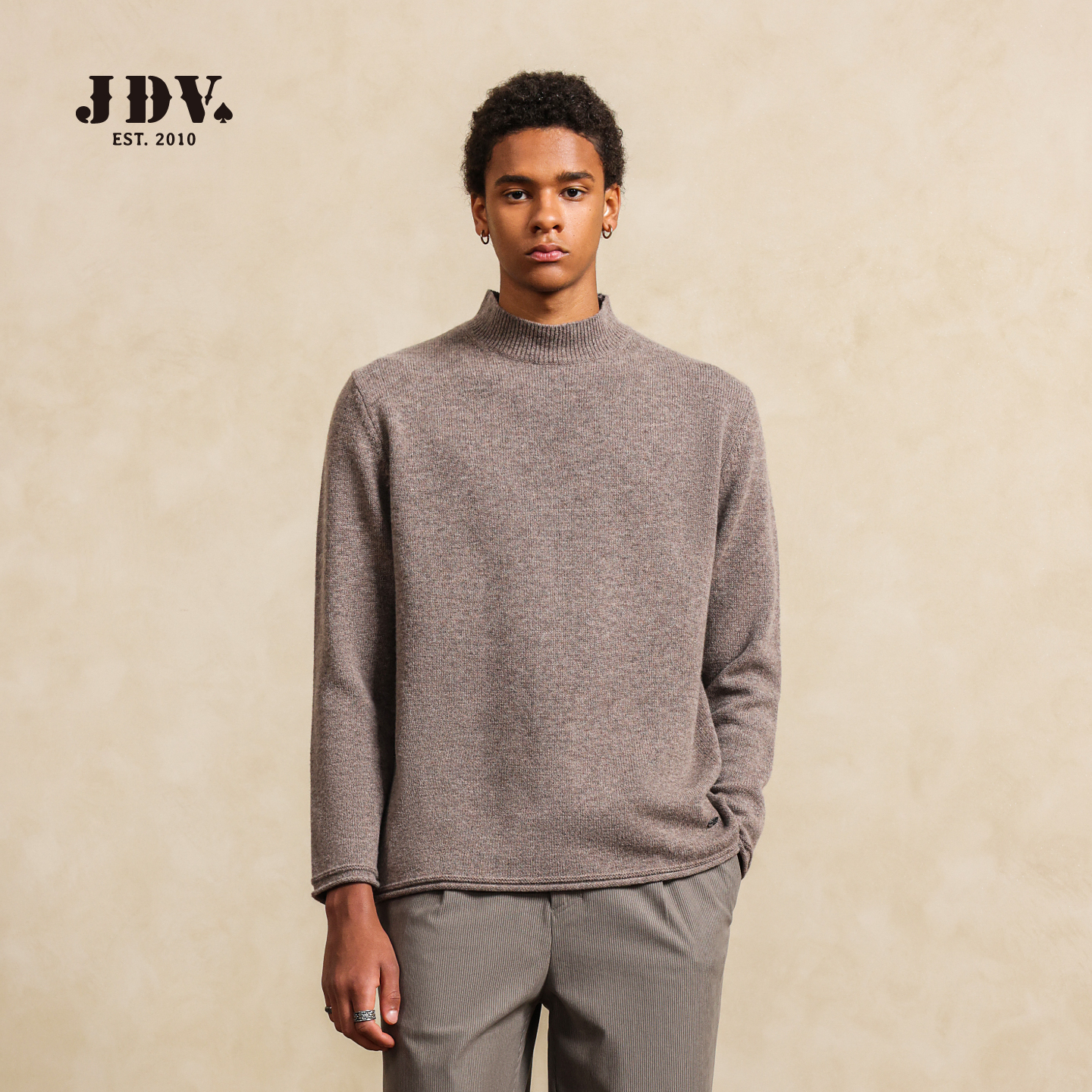 JDV驼色套头毛衣男士毛衣