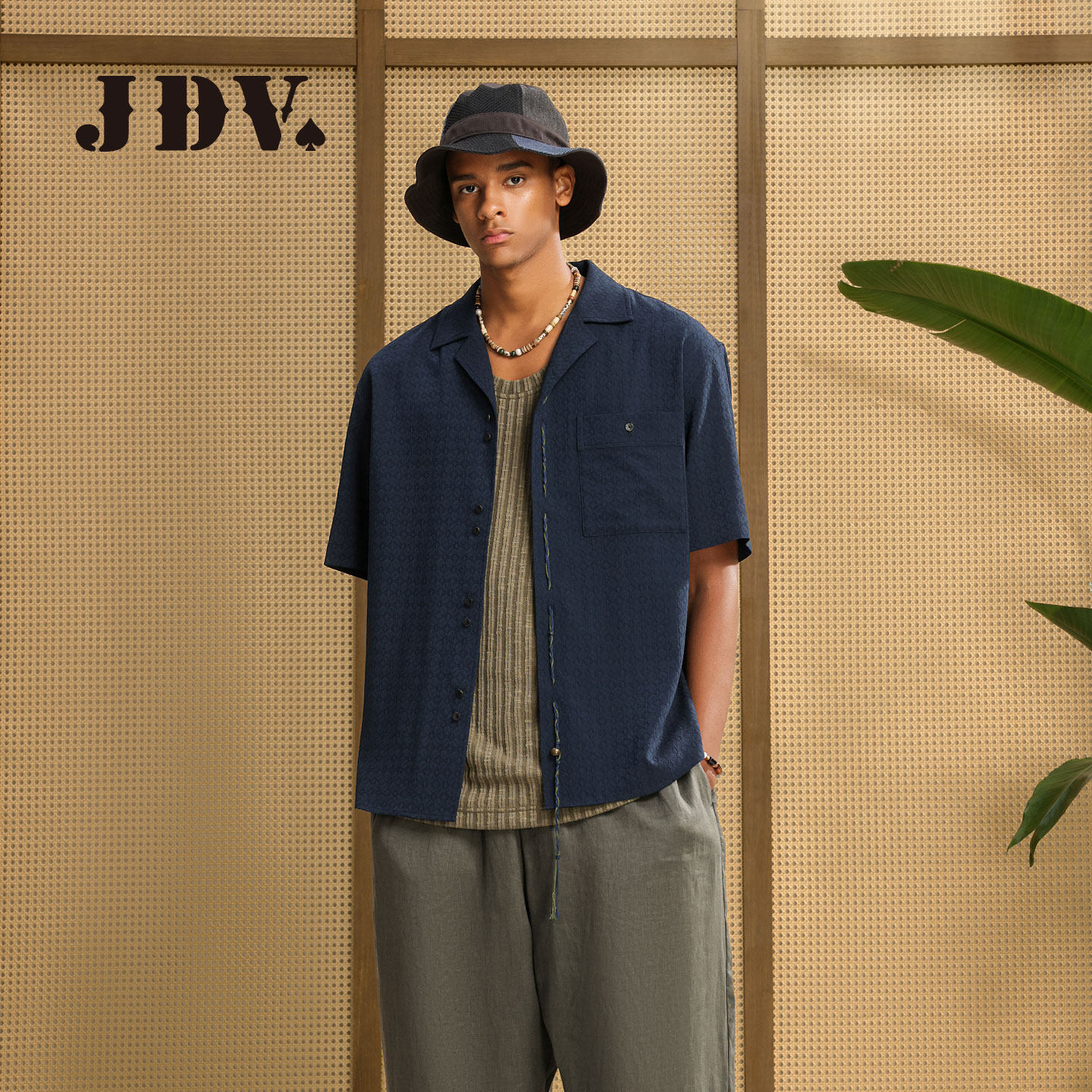 JDV商场同款提花肌理感衬衫2026夏季舒适透气莱赛尔衬衣男SIXA160