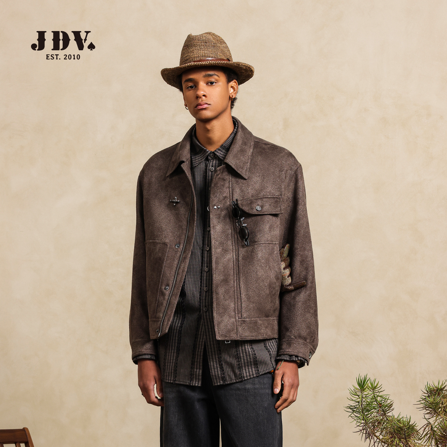 JDV男装复古麂皮绒夹克