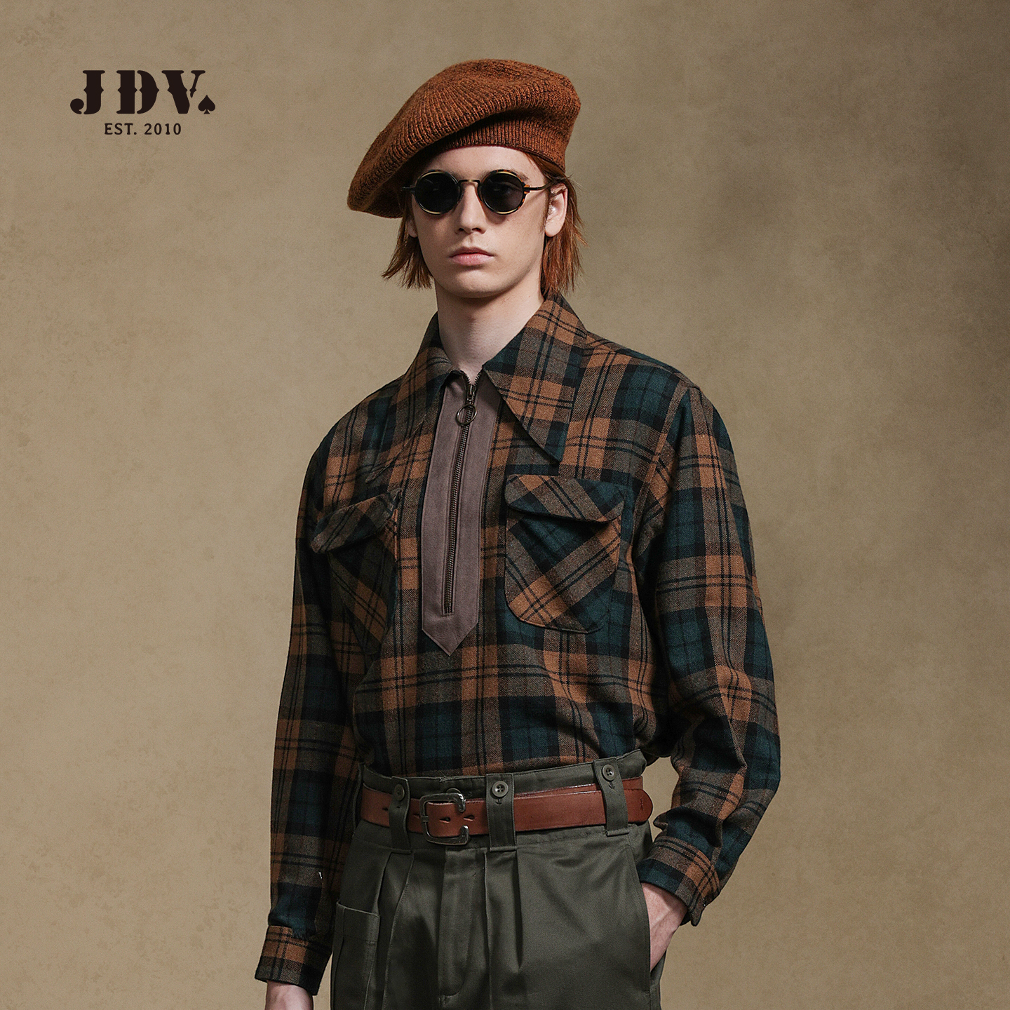 JDV商场同款格纹长袖男士衬衫