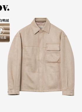 JDV商场同款秋冬新款米色翻领宽松羽绒服夹克外套男士WDW4572