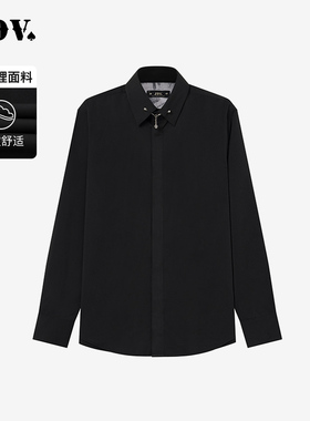 JDV商场同款春秋新款黑色男士长袖正装衬衫衬衣上衣WIF4317
