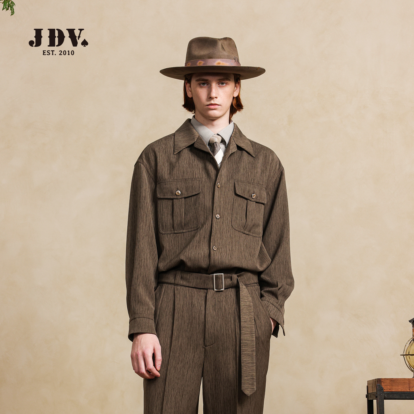 JDV男装商场同款2025秋季新品高弹特种纱长袖衬衫时尚外套WIC50S4