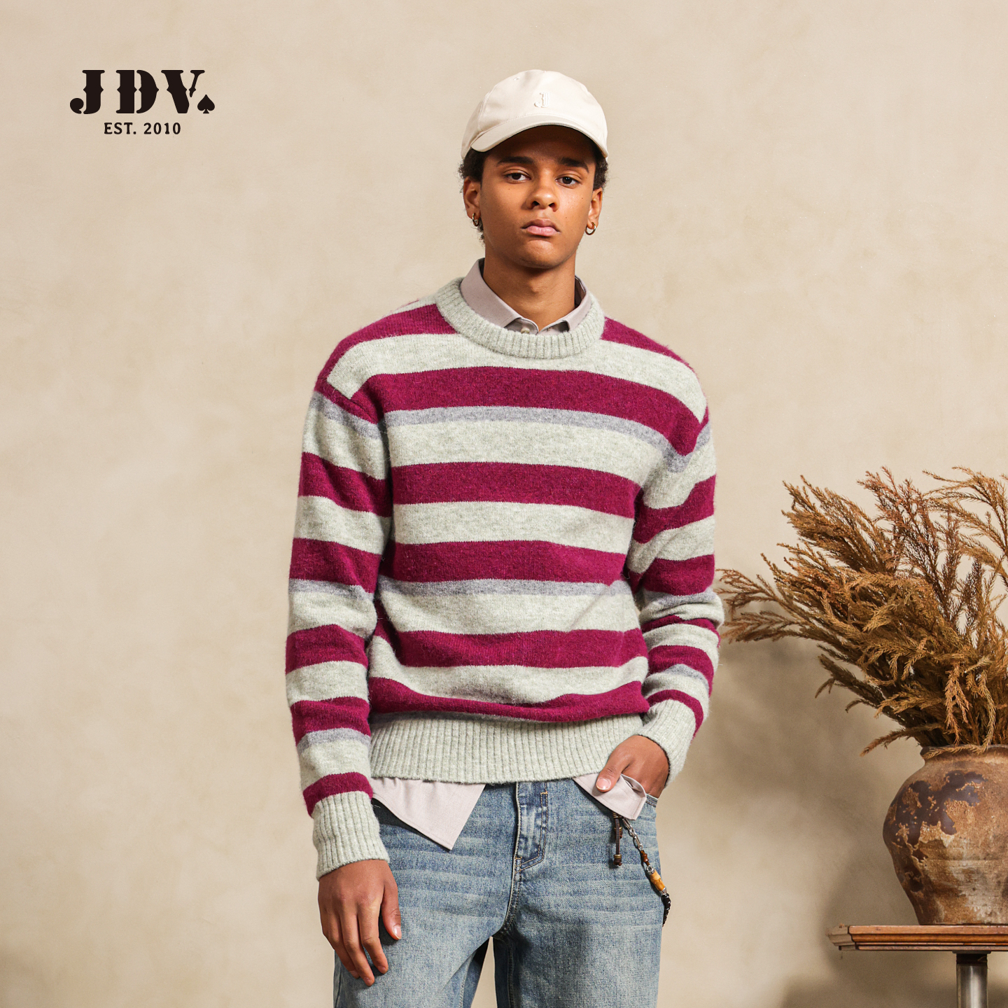 JDV男装条纹针织衫2025秋季新品