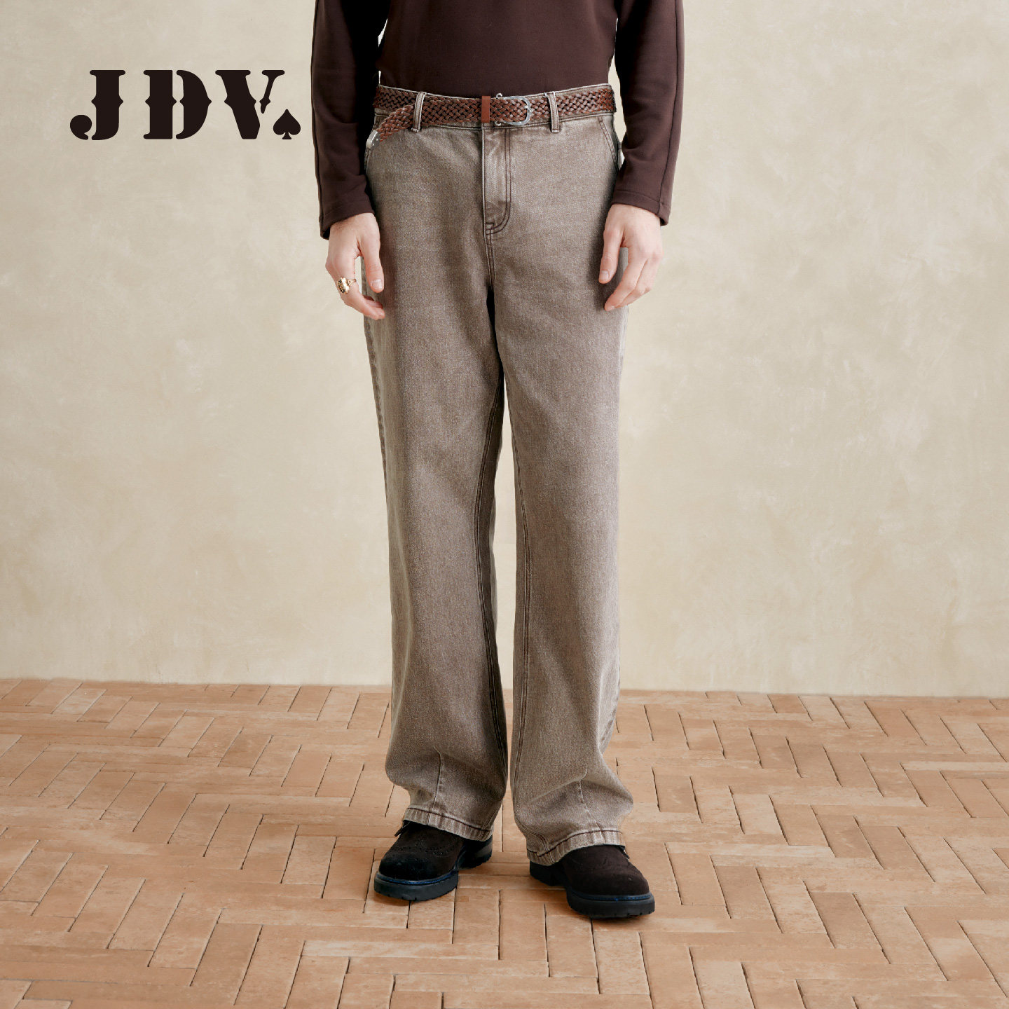 JDV商城同款老钱风牛仔裤男士2026秋复古做旧垂感直筒长裤WPRAS31