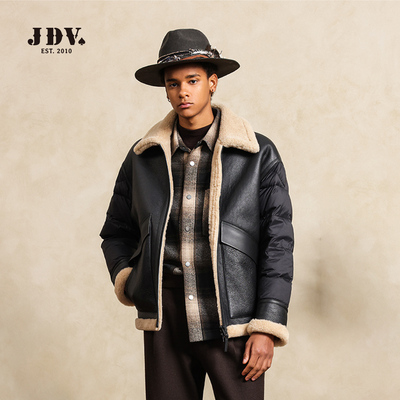 JDV男装拼接羊羔毛羽绒服