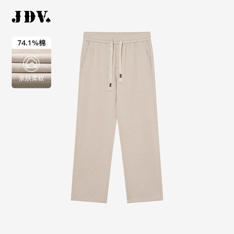 JDV商场同款米色松紧腰休闲裤